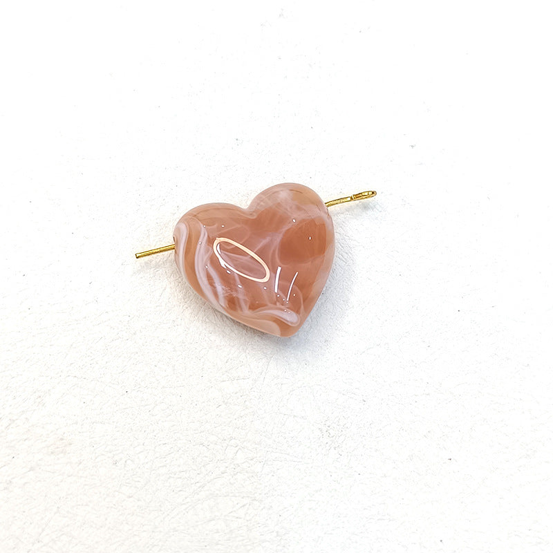 Fluid Ink Color Heart Acrylic Beads 21mm Glossy Marbled Swirls 50pcs 4