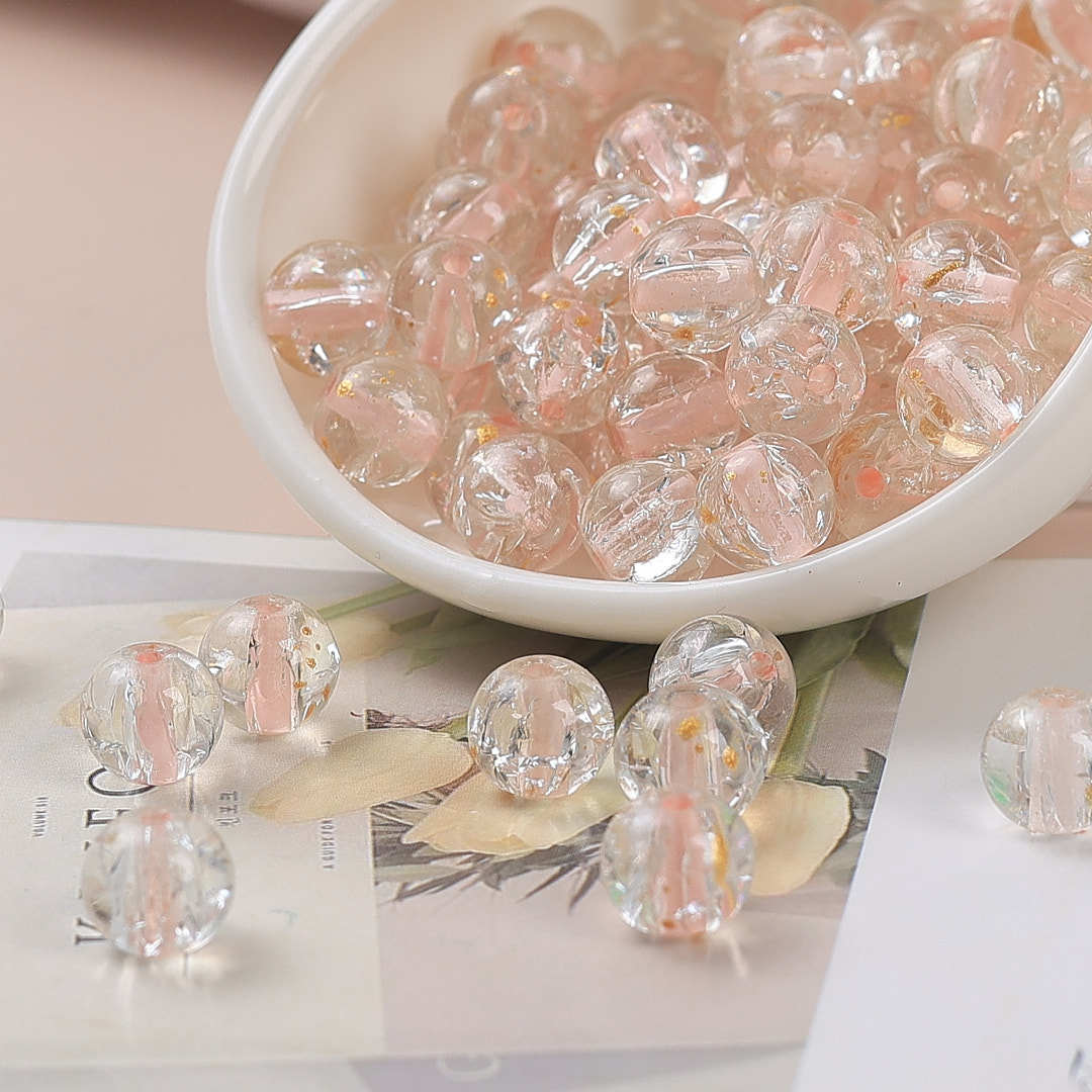 Clear Dyed Core Round Glass Beads 10mm Assorted Colors 40pcs 14