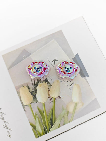 UV Plating Tiny Sheep Acrylic Flat Beads 24mm Glossy Face 50pcs 19