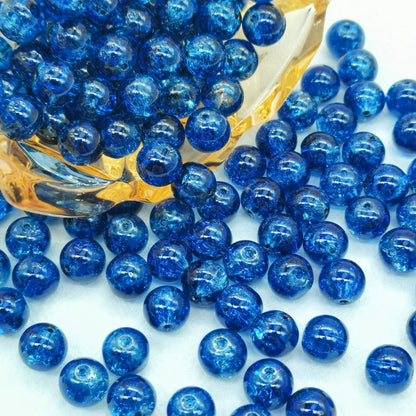Crackle Glass Beads Round 10mm Transparent Mixed Colors 50pcs 59