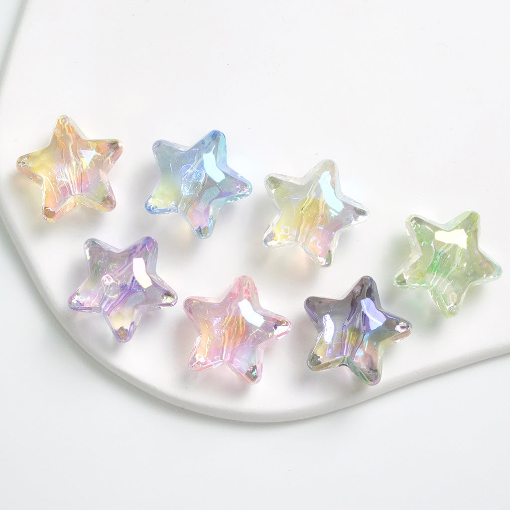 Transparent UV Plating Faceted Pentagram Love Acrylic Beads 19-20mm 50pcs 13