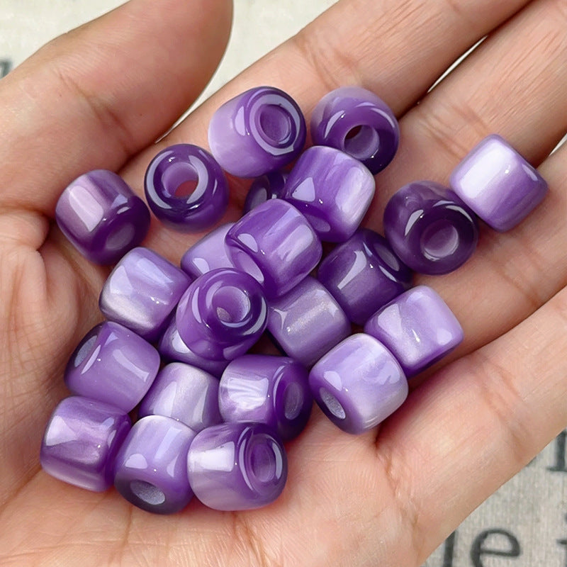 Gradient Color Resin Barrel Beads 10mm Chunky Navy to Sky Blue 10pcs 19
