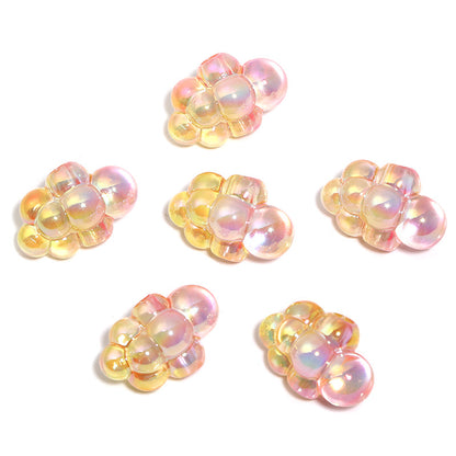 Plating 3D Cloud Acrylic Beads 16x24mm Transparent Iridescent 50pcs 9