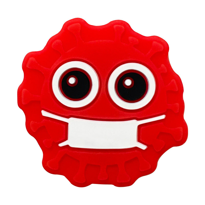 Silicone Focal Beads Bacterial Virus Red Masked Face 20pcs 6