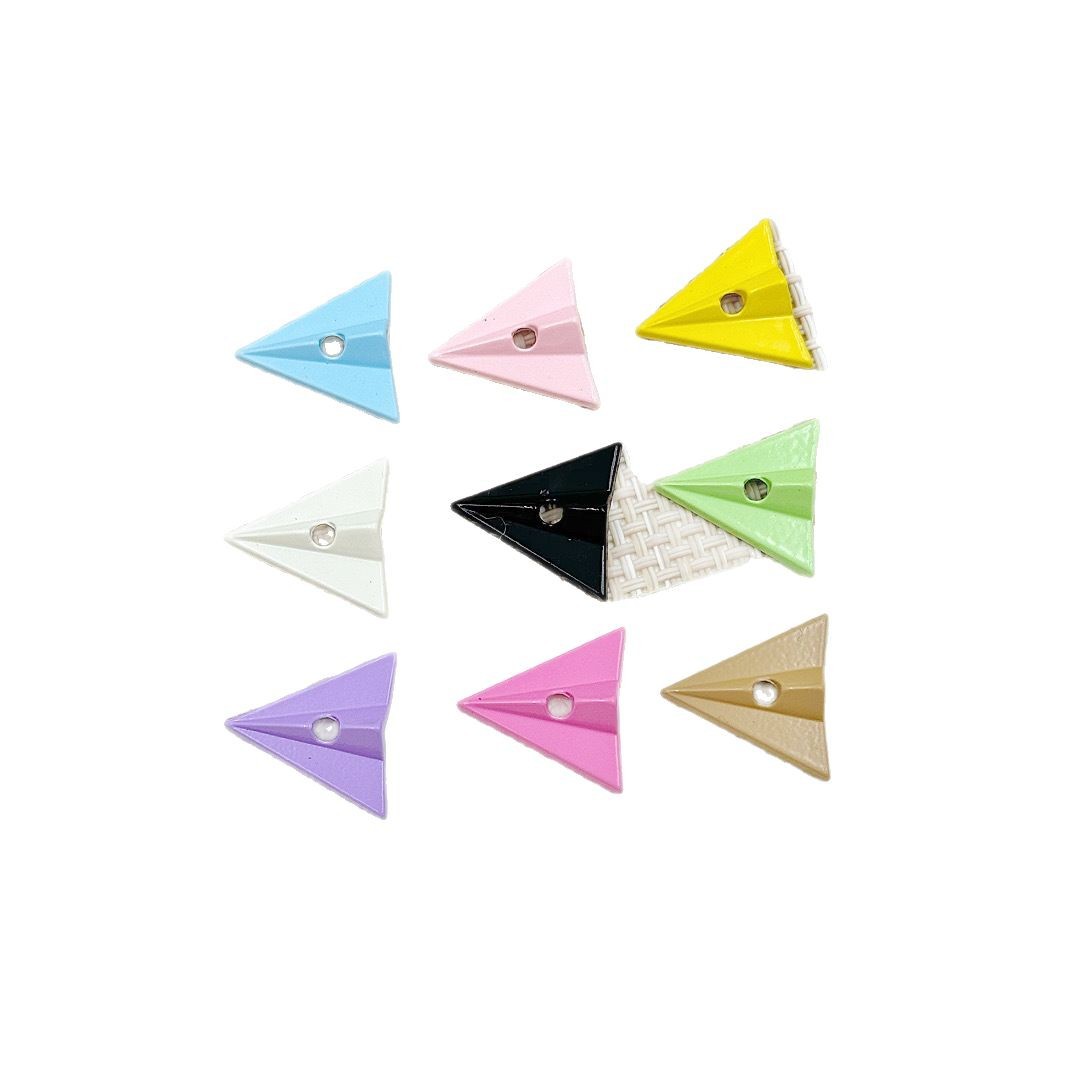 3D Paper Plane Metal Beads 18mm Glossy Spray Painted Alloy 9pcs 2