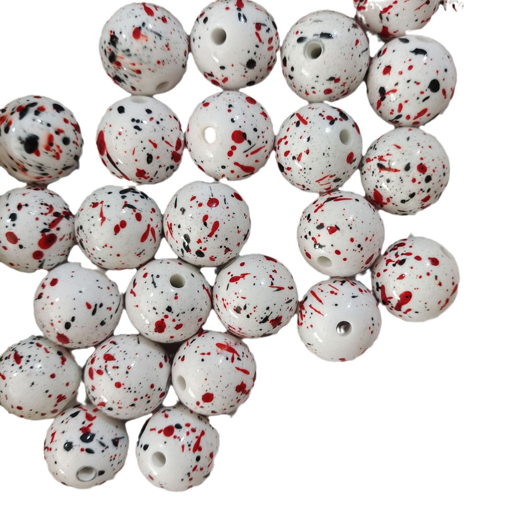 Printed Bubblegum Beads 20mm Halloween Blood Drop Acrylic 5pcs 3