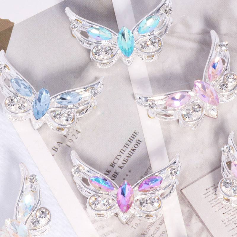 Butterfly Rhinestone Beads Alloy Sparkling Wings 2pcs 3