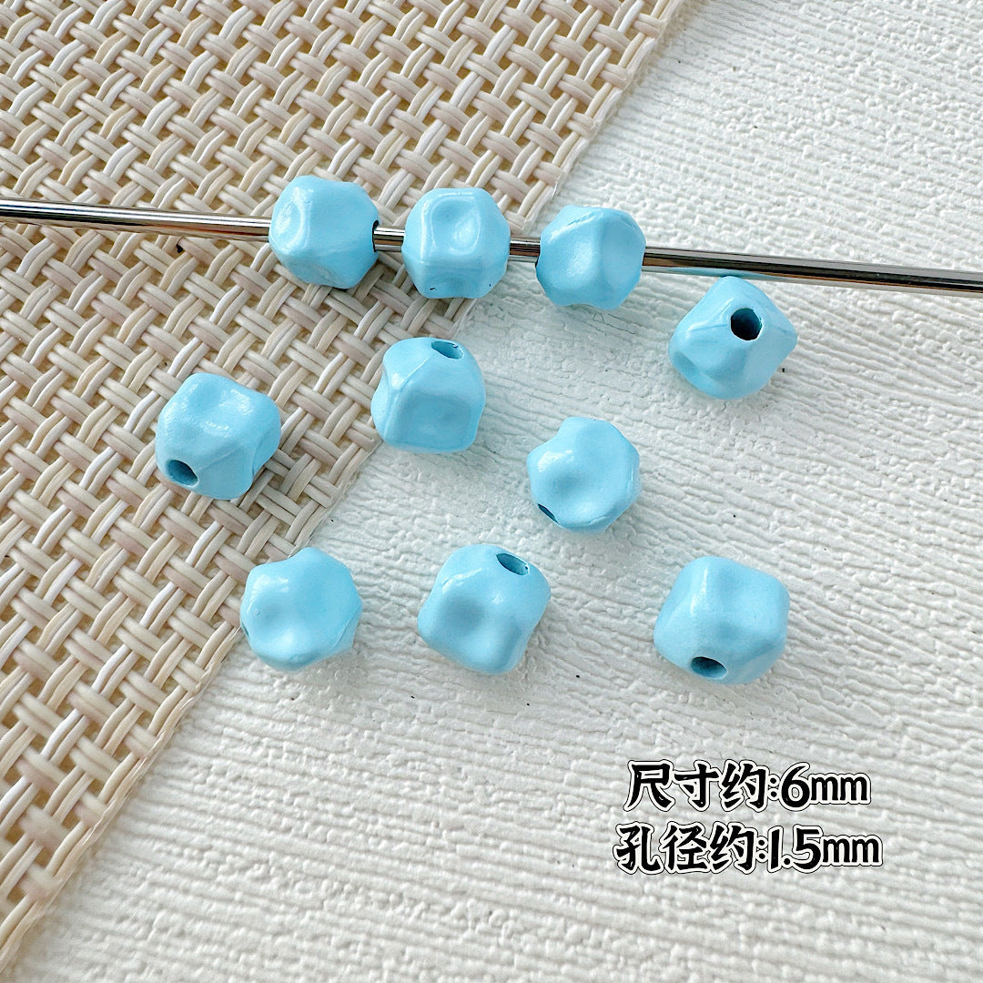 Heart Stone Metal Beads 6mm 9mm Glossy Painted Pastel Colors 50pcs 18