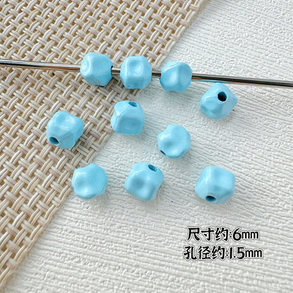 Heart Stone Metal Beads 6mm 9mm Glossy Painted Pastel Colors 50pcs 18