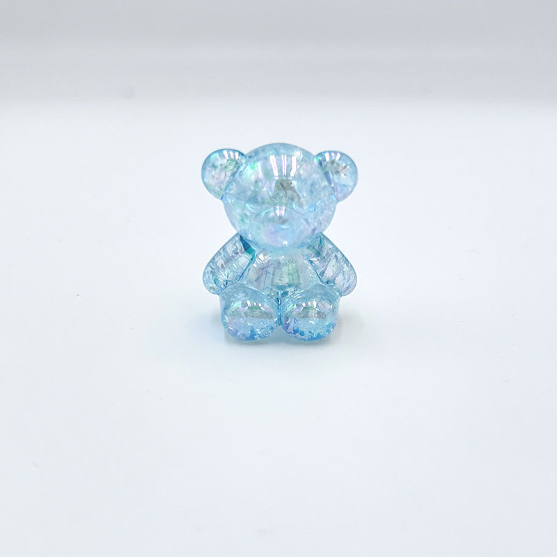 Crackle Bear Acrylic Beads 31mm Glossy Textured Pastel 5pcs 8