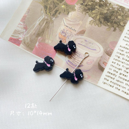 Silicone Focal Beads Sassy Barbie Style Baking Painted Alloy Black Pink 13