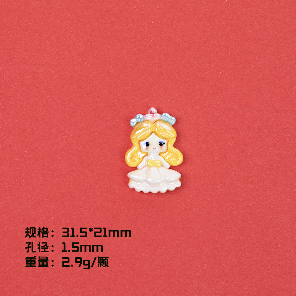 Glossy Pastel Princess Resin Beads Glossy Pretty Figures 10pcs 9