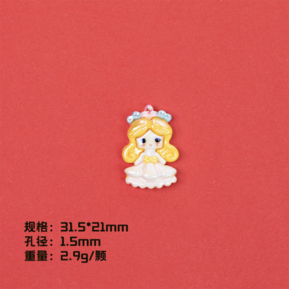 Glossy Pastel Princess Resin Beads Glossy Pretty Figures 10pcs 9
