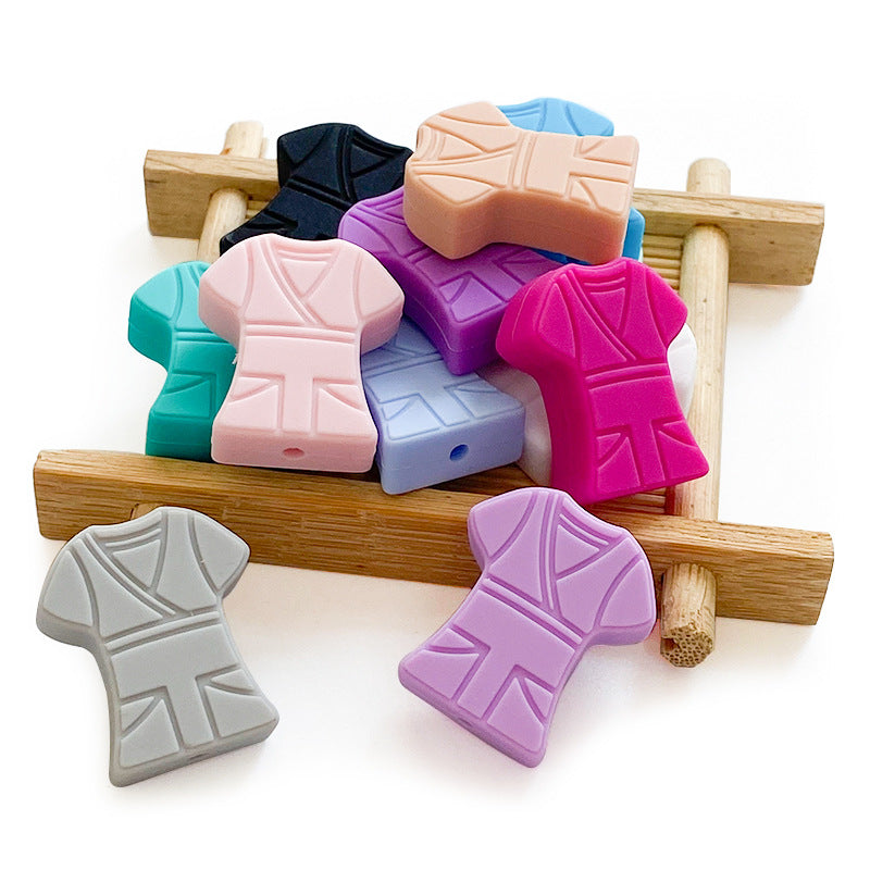 Silicone Focal Beads Kimono Design With Detailed Belt 10pcs 3