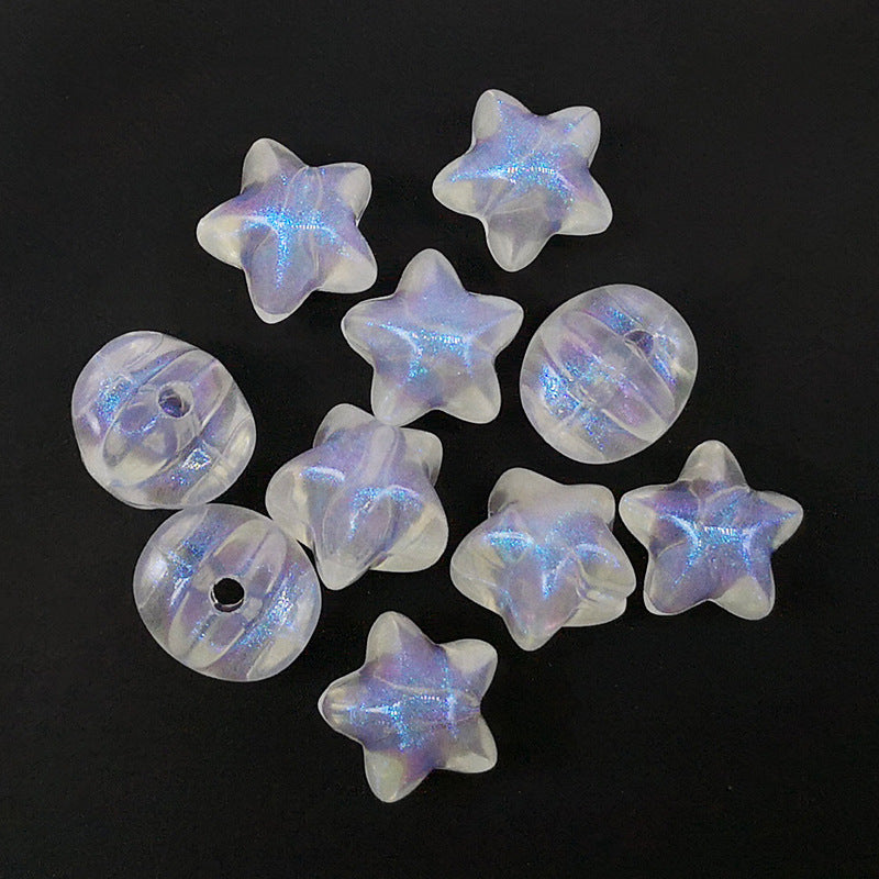 Transparent Aurora Laser Acrylic Beads Iridescent Mixed Shapes 2pcs 38