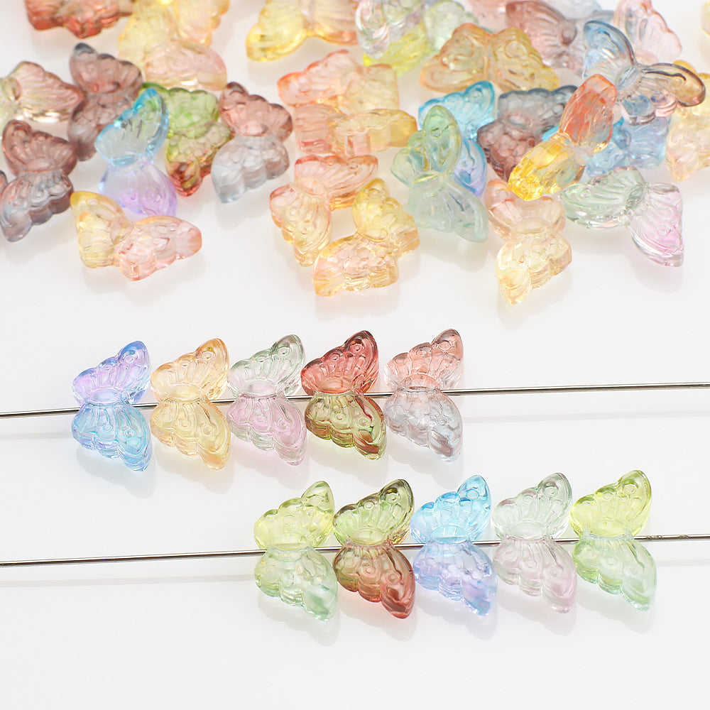 Czech Glass Beads Butterfly 8 15mm Dual Color Gradient Transparent 50pcs 3