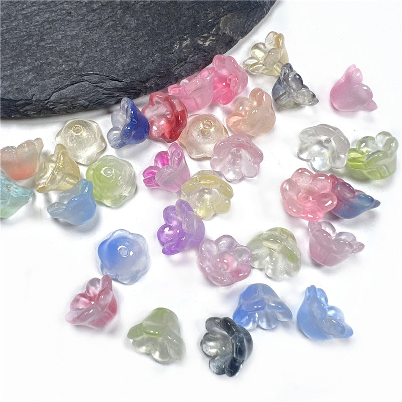 Czech Glass Beads Flower 12mm Iridescent Crystal Clear 50pcs 6