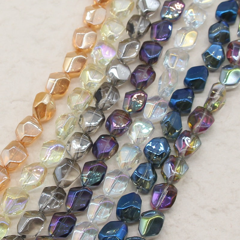 Electroplated Stone Shaped Glass Beads 17mm Vivid Colors 80pcs