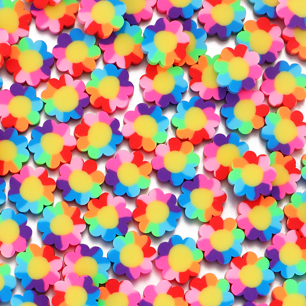 Flower Clay Beads 10mm Colorful Sunflower Polymer 100pcs 6