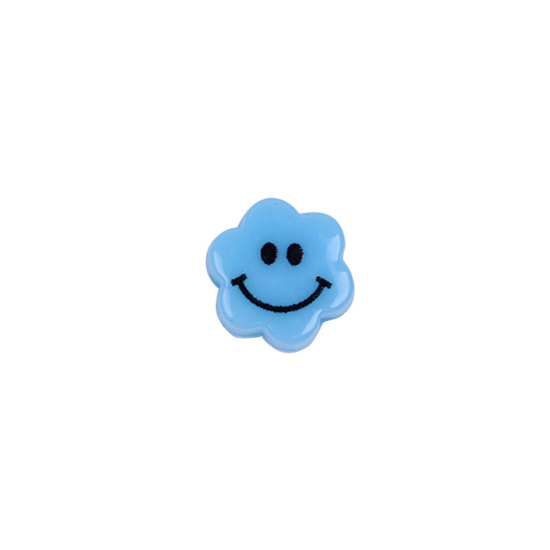Flower Acrylic Beads 6-9mm Smiling Face Flat Pastel Mixed 100pcs 12