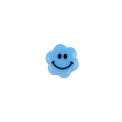 Flower Acrylic Beads 6-9mm Smiling Face Flat Pastel Mixed 100pcs 12