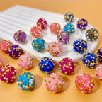 Embellished Bubblegum Beads 16mm Gold Foil with Embedded Pearls 25pcs 4