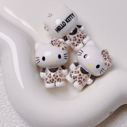 3D Painted Acrylic Beads 26mm Sun Kissed Hello KT Character 5pcs 10