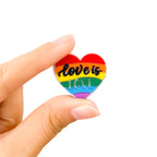 Silicone Focal Beads Rainbow Heart Love Is Love Stripes 20pcs 3