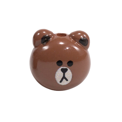 Cartoon Character Bear Head Acrylic Beads 17mm Colorful 10pcs 28