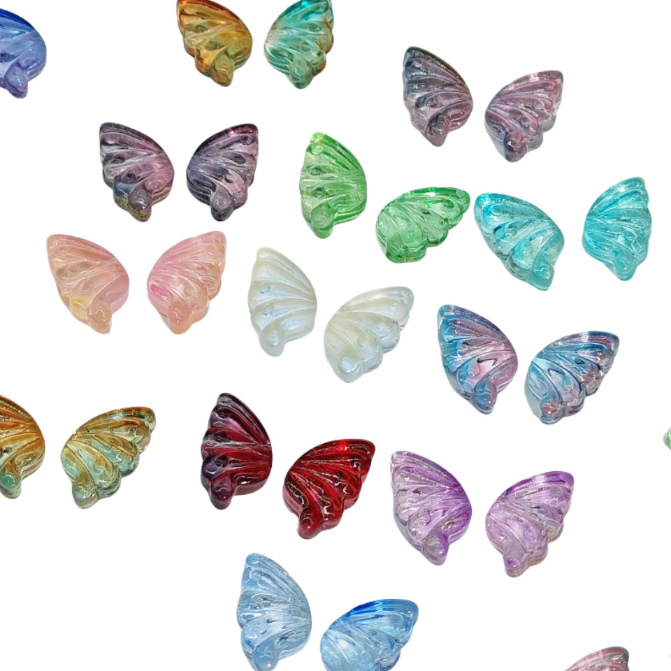 Iridescent Half Butterfly Wings Glass Beads 8x15mm 50pcs 5