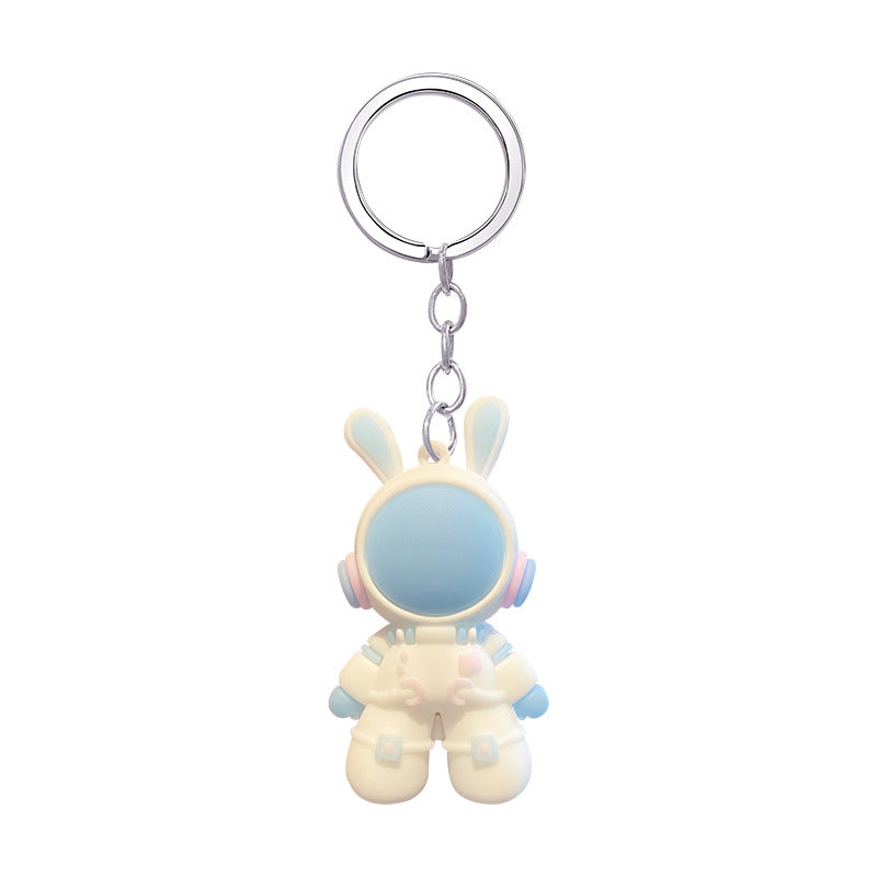 PVC Cartoon Space Bunny Keychain Astronaut Design Pastel Colors 5