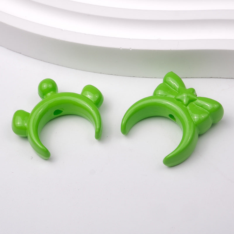 Glossy Painted Crescent Acrylic Beads 22-24mm Cartoon Hairband 50pcs 7