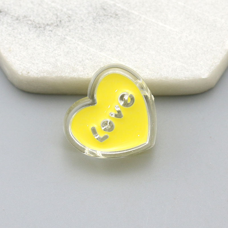 Transparent Love Heart Acrylic Beads 24mm Enamel Finish 20pcs 8