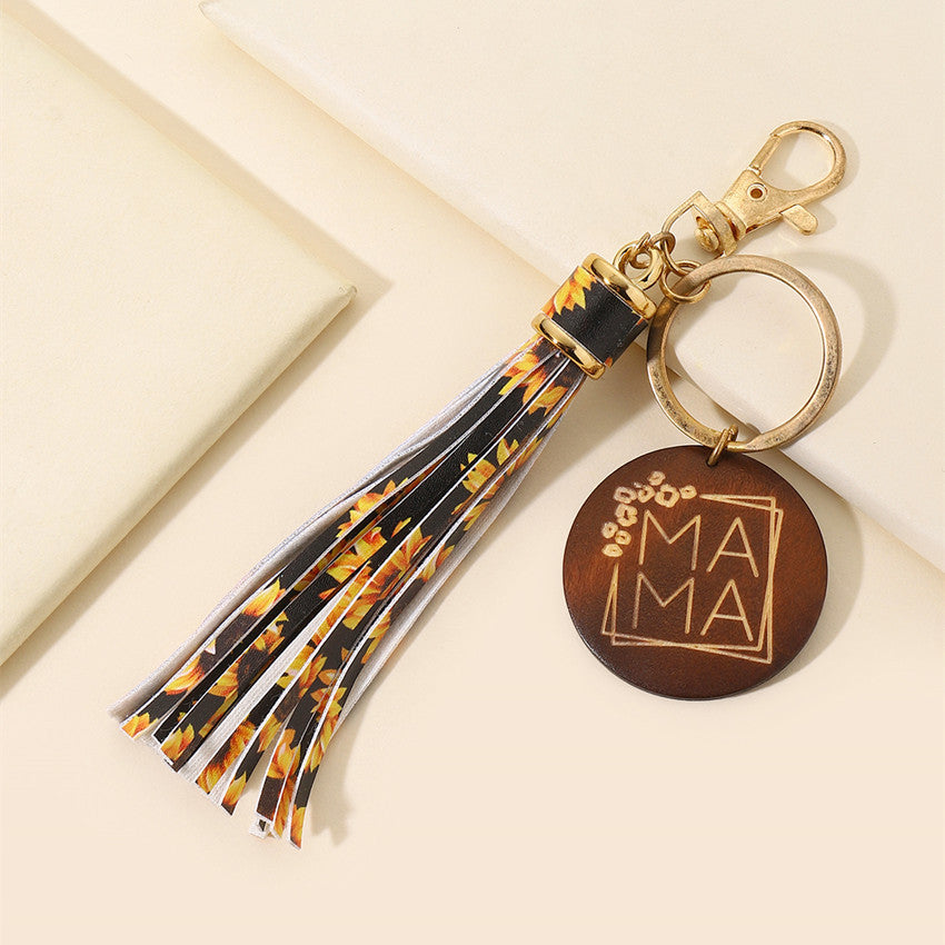 PU Tassel Keychain Metal Rainbow Color with Lobster Clasp 3