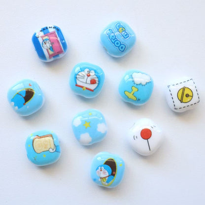 Doraemo Series Acrylic Square Beads 13mm Light Blue White 20pcs 16