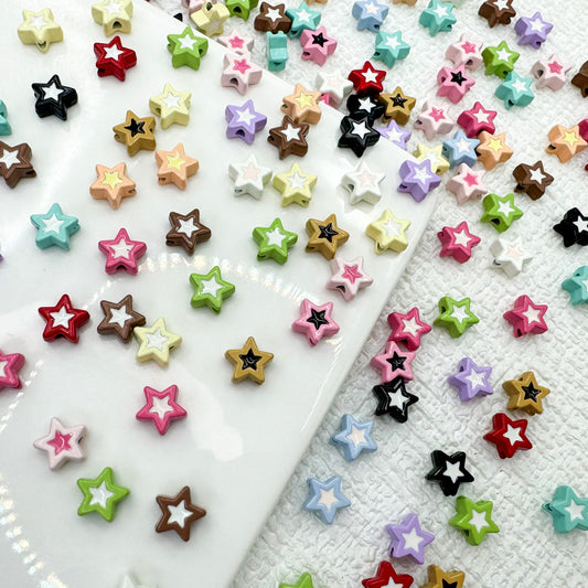 Pentagram Metal Beads 8mm Two-Color Baked Paint Finish 20pcs 2