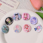 Cartoon Girl Pattern Acrylic Flat Beads 25mm Colorful Mixed 10pcs 3