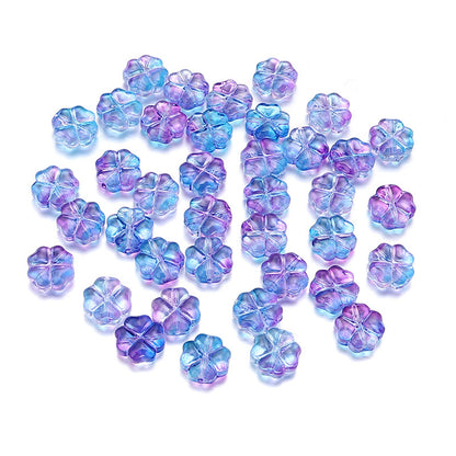 Color Transparent Clover Glass Beads 10mm Assorted Colors 50pcs 9