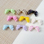Dotted Bow Metal Beads 20mm Rhinestone Embedded Bow Metal Beads 26mm Painted 10pcs 14