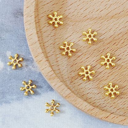 Alloy Snowflake Spacer Beads 7mm Glossy Tibetan Style 100pcs 4
