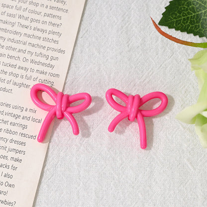 Colorful Hollow Bow Acrylic Beads 27mm Mixed Colors 100pcs 13