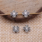 Striped Four-Leaf Clover Metal Beads 6mm Polished Silver Tone 100pcs 2