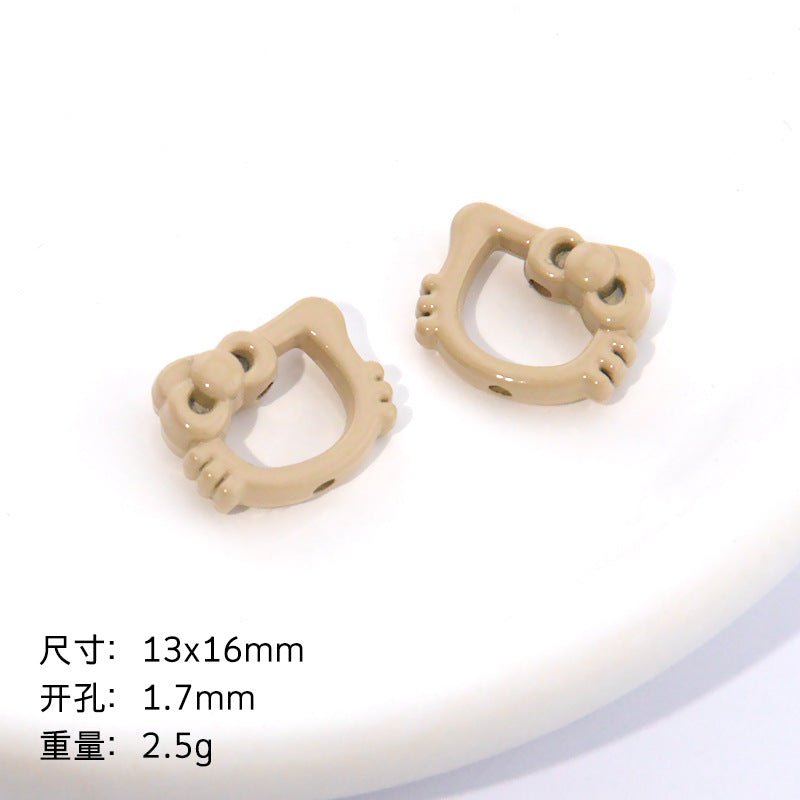 Hollow Kitty Metal Beads 16mm Painted Plating Alloy 20pcs 12
