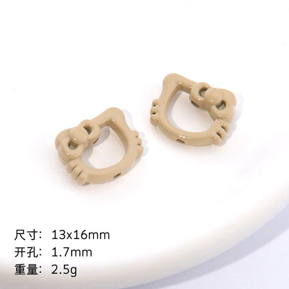 Hollow Kitty Metal Beads 16mm Painted Plating Alloy 20pcs 12