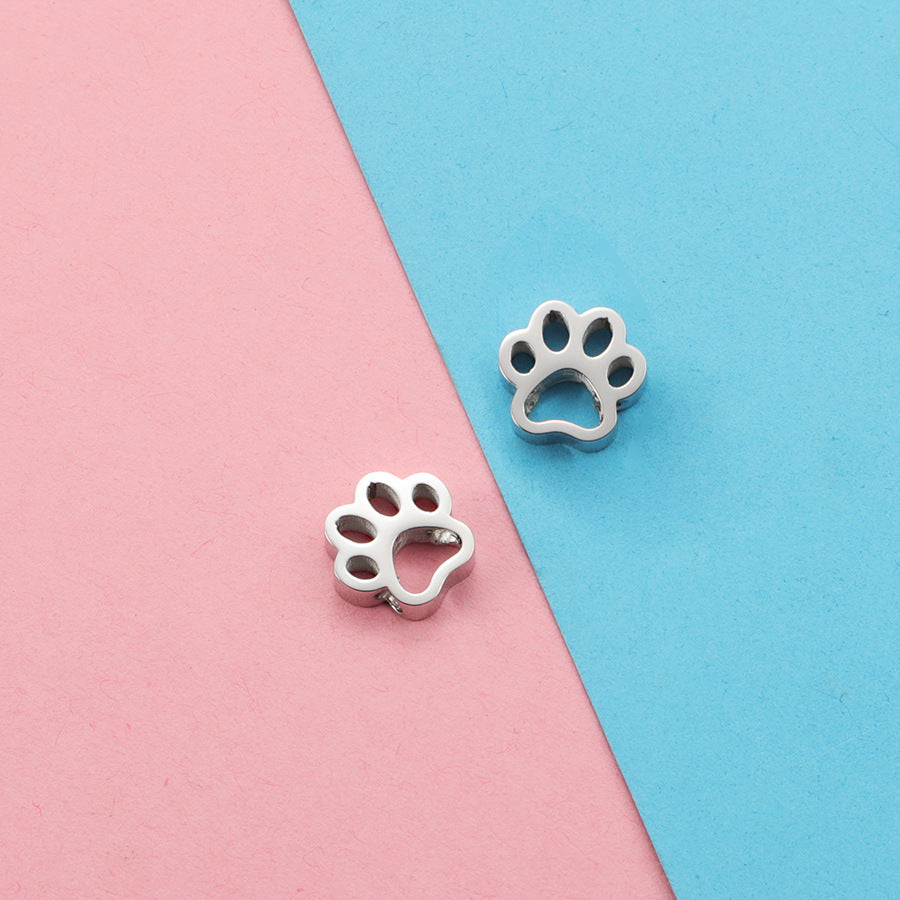 Stainless Steel Hollow Puppy Paw Metal Beads 10mm Color Retaining 10pcs 6