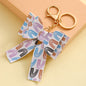 Elegant Bow PU Leather Keychains 15cm Colorful Printed 2pcs 7