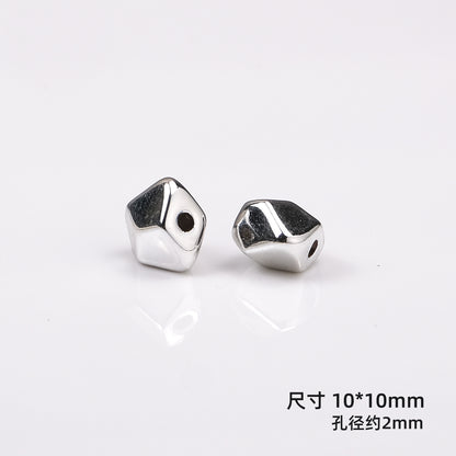 Irregular Square Acrylic Beads 10mm Imitation Metal 50pcs 6