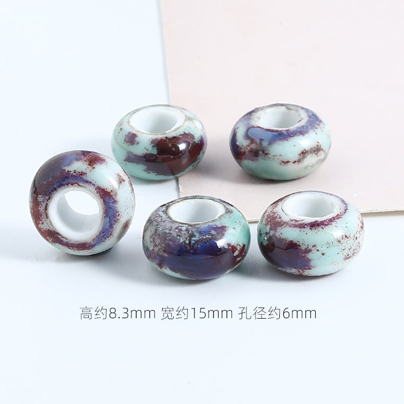 Ceramic Spacer Beads 15mm Fambe Glaze Large Hole 20pcs 18