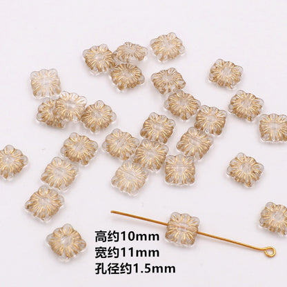 Vintage Baroque Flower Acrylic Beads Gilded Transparent 10pcs 15