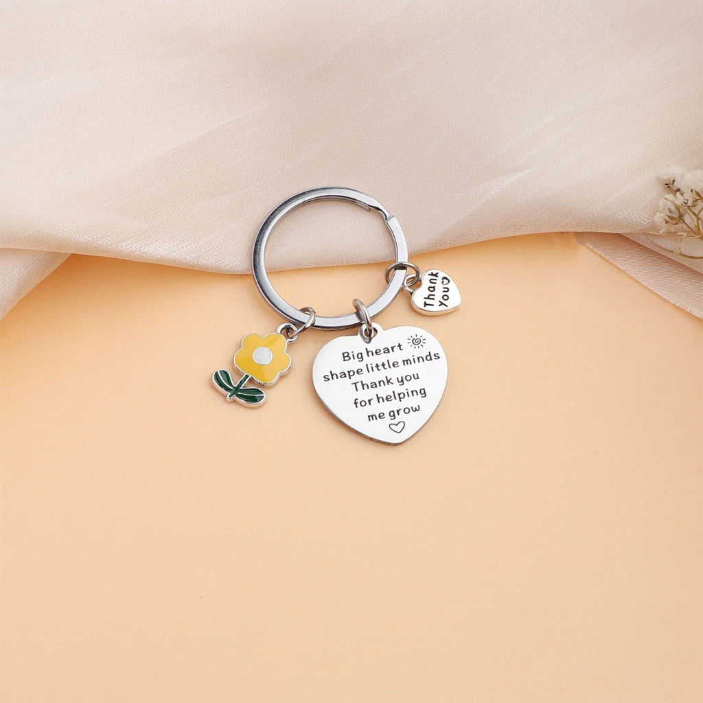 Flower Heart Keychain Stainless Steel Engraved Red Charm 4